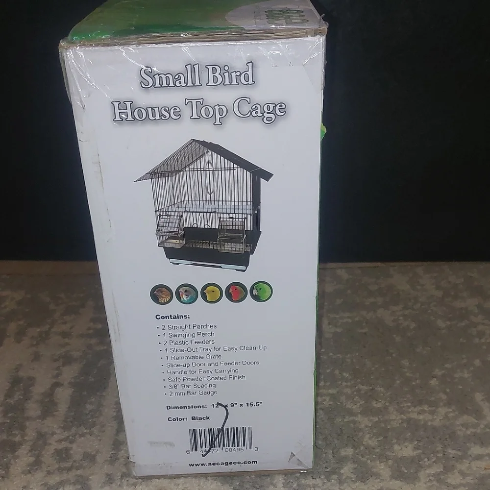 Small Bird House Top Cage - Black